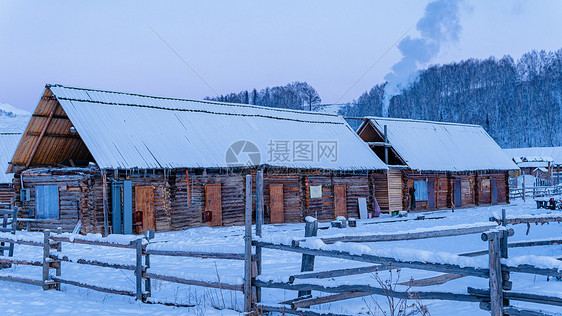 雪乡村落冬日雪景图片