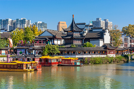 夫子庙徽派建筑国家5A级旅游风景区南京夫子庙秦淮河风光带背景