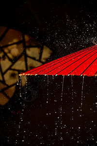 雨水雨中的中国传统古风油纸伞背景