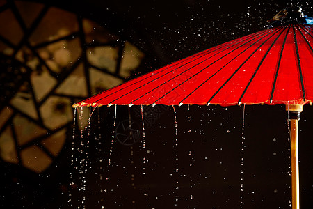 中国节气雨中的中国传统古风油纸伞背景