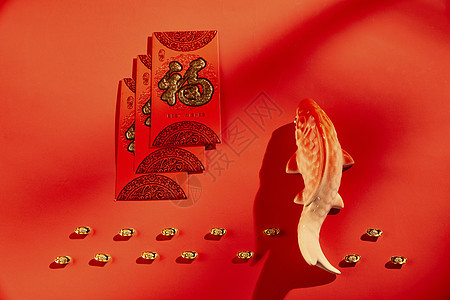 春节红包和红鲤鱼图片