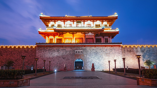 夜晚广场广东揭阳楼地标夜景背景