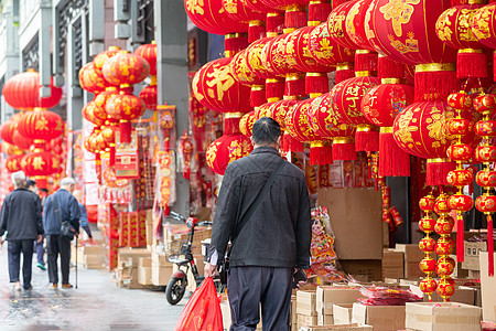 春节年货旧街过年气氛背景图片