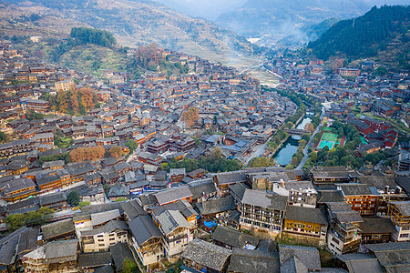 西江千户苗寨建筑群旅游高清图片素材