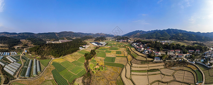 航拍春耕乡村田园农业种植基地图片