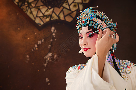中华传统文化国粹戏曲花旦画妆形象背景