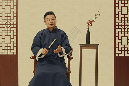 中年男性中国风工笔画男性相声演员背景