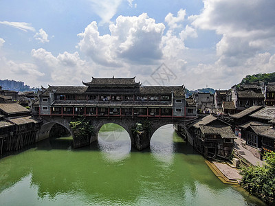 湖南湘西凤凰古城4A景区航拍旅游高清图片素材