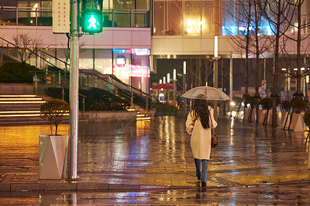 打伞女人背影下雨天撑伞的女性背影背景