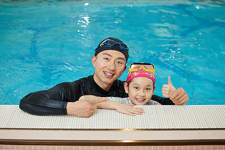 老师和孩子游泳教练与学员形象背景
