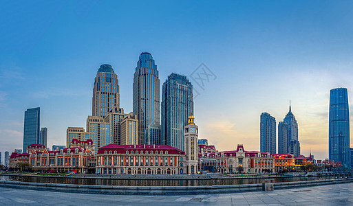 天津海河津湾广场城市天际线楼房高清图片素材