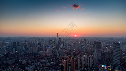 夕阳下的天津城市建筑图片