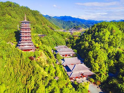 历史底蕴5A风景区根宫佛国航拍背景