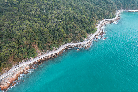 深圳海滨深圳大梅沙盐田海滨栈道航拍背景