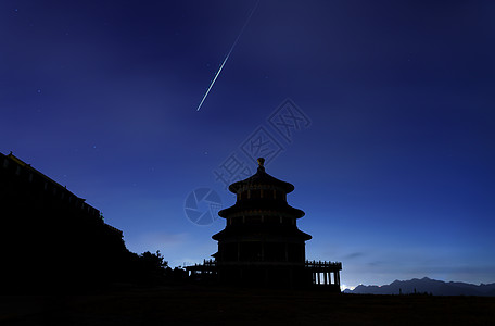 蓝色流星流星划破黑夜背景