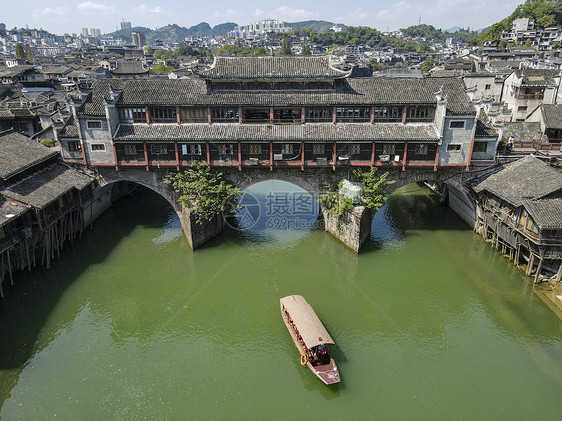 湖南湘西凤凰古城4A景区航拍图片