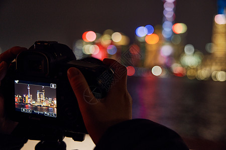 风光摄影师拍摄上海城市夜景特写图片