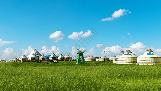 蓝天草原诗画草原春季景观背景