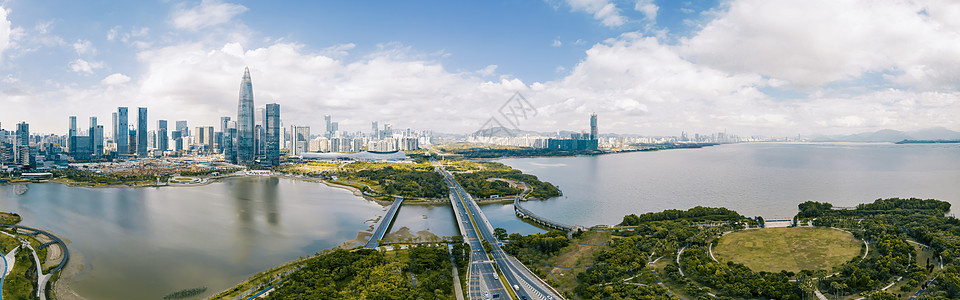 震撼深圳湾风光华润大厦全景城市风光摄影配图图片