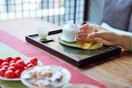 茶馆里的茶点特写图片