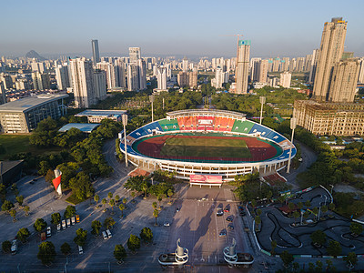 广西体育中心航拍广西柳州体育馆背景