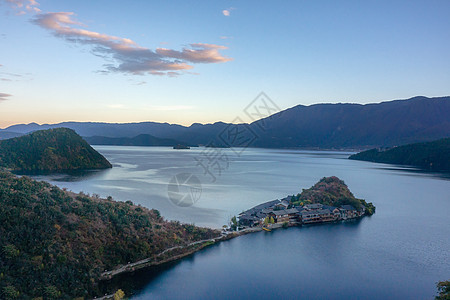 泸沽湖岛屿泸沽湖里格半岛背景