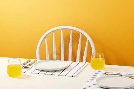 简约橙色餐桌背景图片