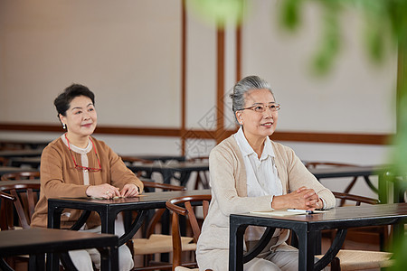 参加老年大学课堂的老人形象图片