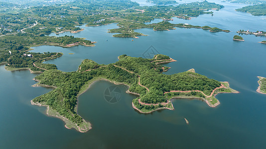 重庆长寿湖景区高空航拍背景