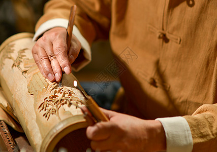 竹子雕刻竹雕工艺品制作背景