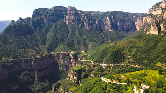 航拍太行山大峡谷风光5A景区高清图片