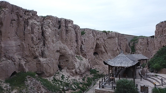 宁夏银川旅游景点水洞沟大峡谷航拍5A高清图片