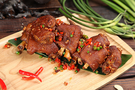 中国传统饮食美食香辣猪手背景