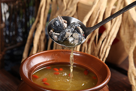 厨师美食乌鸡人参汤背景