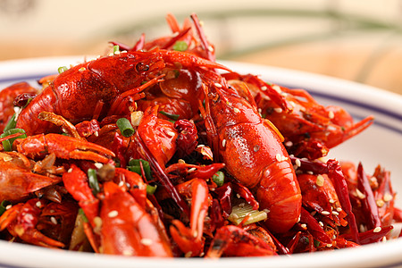 中式美食干煸香辣小龙虾高清图片