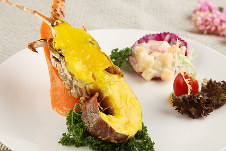 龙虾盖浇饭菜芝士焗龙虾背景