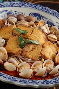 豆腐炒蛤蜊图片