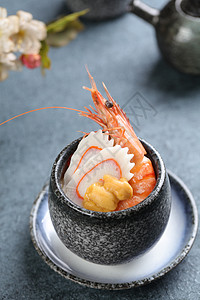 炒锅煎大虾鸡蛋海鲜蒸蛋大虾背景