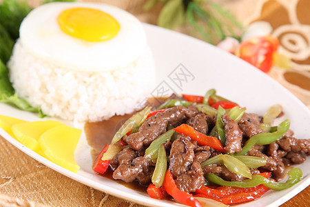 黑胡椒牛肉饭黑胡椒牛排饭背景