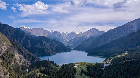 新疆天山天池湖景背景图片