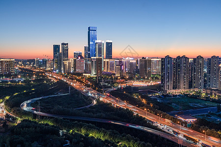 西安高新锦业路CBD城市夜景高清图片