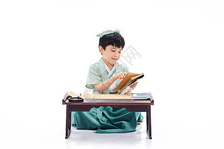 阅读国学书籍的小男孩传统高清图片素材