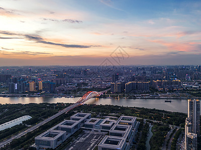 佛山全景广东佛山东平大桥晚霞风光背景