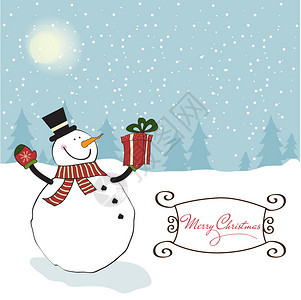圣诞贺卡与雪人图片