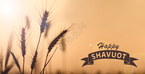 犹太节日Shavuot照片图解的HappySha背景图片