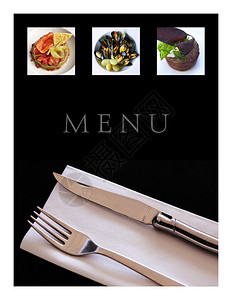 餐厅菜单的拼贴画背景图片