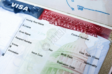 护照与美国签证入境被承认高清图片