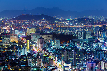 首尔市中心的天际线背景图片