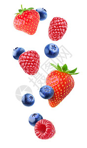 落下草莓草莓和蓝莓水果图片