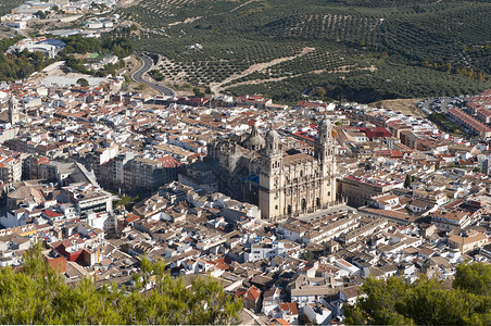 西班牙安达卢西亚SantaCatalina城堡的Jaen背景图片